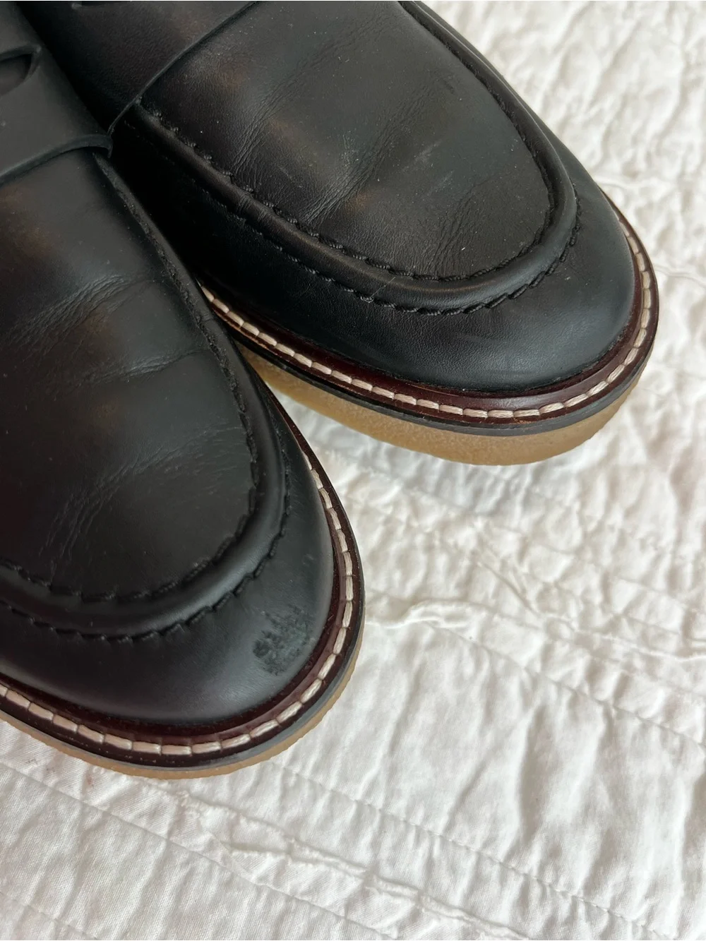 Everlane Black Leather Lug Platform Penny Loafers size 10.5